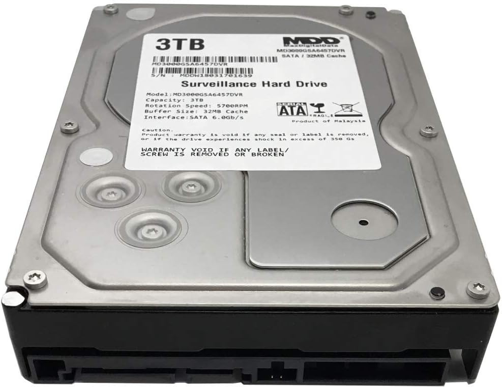 MDD 2022 MAXDIGITALDATA MaxDigitalData 3TB 32MB Cache 5700PM SATA 6.0Gb/s 3.5-inch Internal Surveillance CCTV DVR Hard Drive (MD3000GSA3257DVR) - 2 Year Warranty (Renewed)