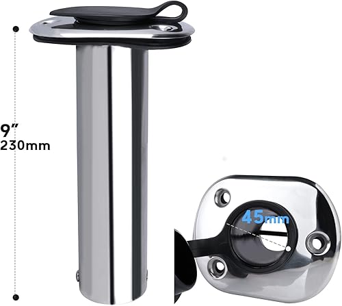 Miniatura 4 de 2 soportes para caña de pescar de montaje empotrado con tapa de goma, forro y junta (tornillos incluidos)