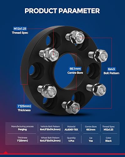 Vista 314 de KAX Espaciadores de rueda de 0.236 x 5.315 in, espaciadores de rueda centrados de 2 pulgadas y 6 lengüetas para F-15-0, Expedition, Mark LT, Negro