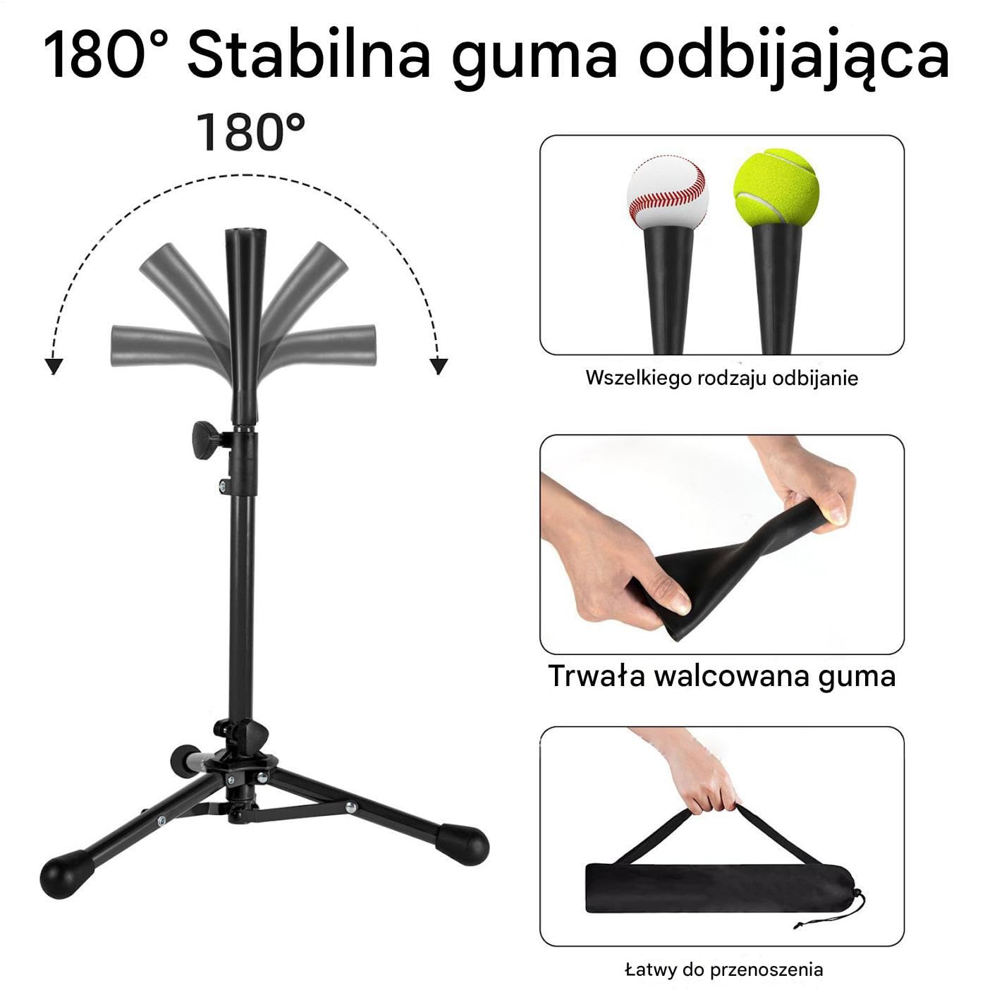 Tee do Baseballu dla Dzieci Tee do Odbijania dla Softballu | Torba Regulowana Wysokość Trójnóg Łatwy W Użyku Przenośny Trainer Dla 3-8 Lat Rywalizacja Klatka Treningowa