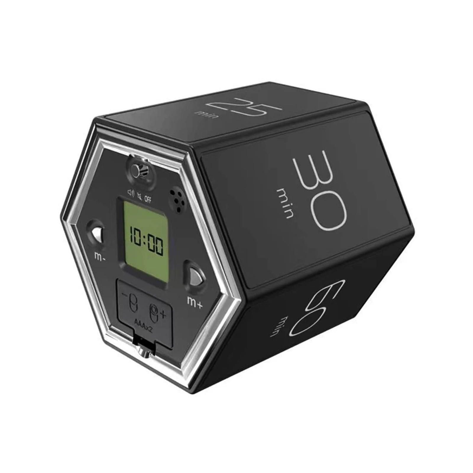 Minuterie cube numérique à capteur de gravité noir à écran LED
