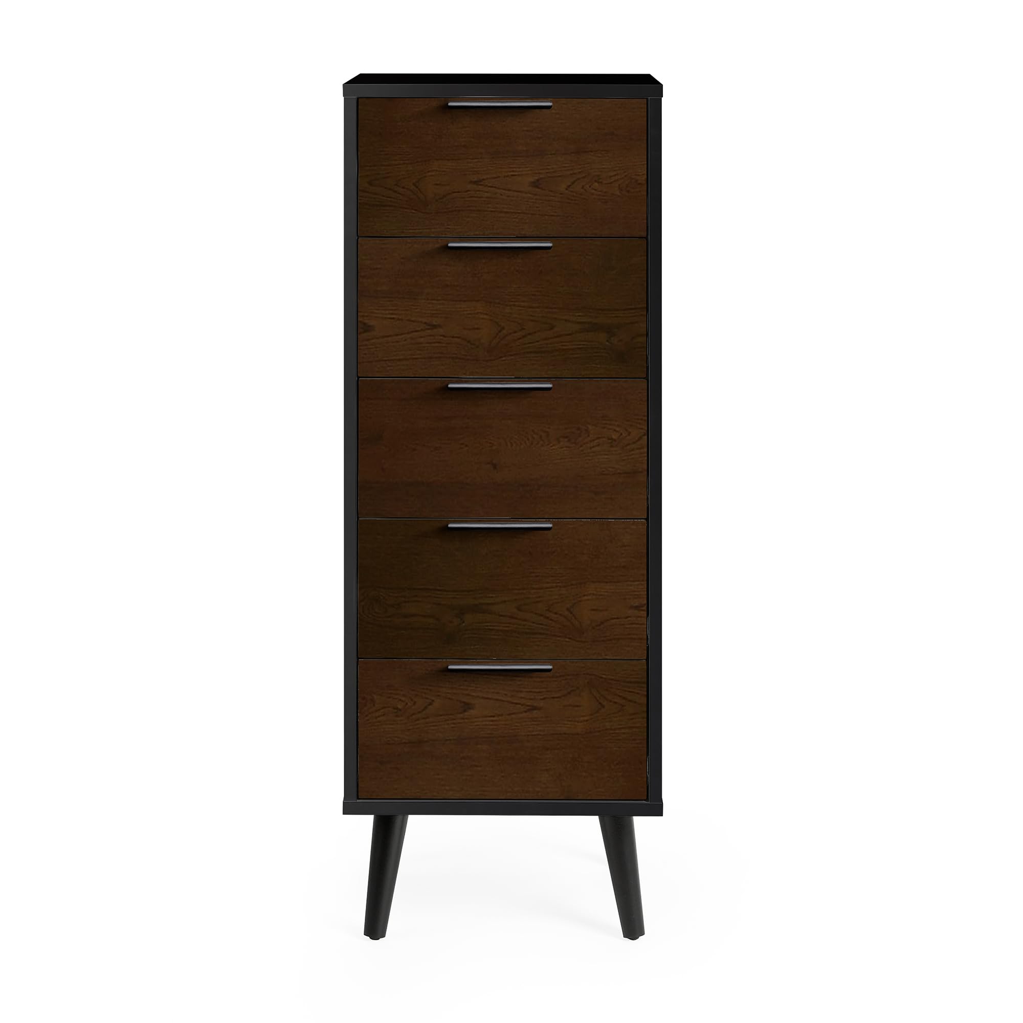 Julian Bowen Alba Black and Walnut 5 Drawer Chest of Drawers