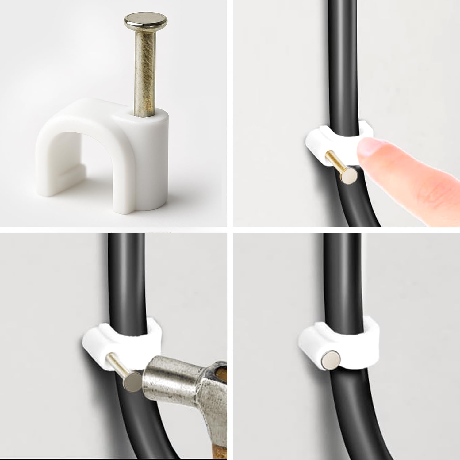Velamp passacavo in plastica bianca 50 pezzi – diametro 4 mm² – copricavo tondo per pareti e mobili, facile da installare, robusto e discreto