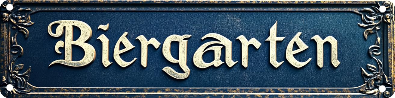 Vintage Tin Biergarten Sign Retro Metal Sign Suitable For Home Street Shop Garage Bar Farm Garden - Multi-Purpose Metal Sign for Indoor/Outdoor Use Plaque 4x16 Inch