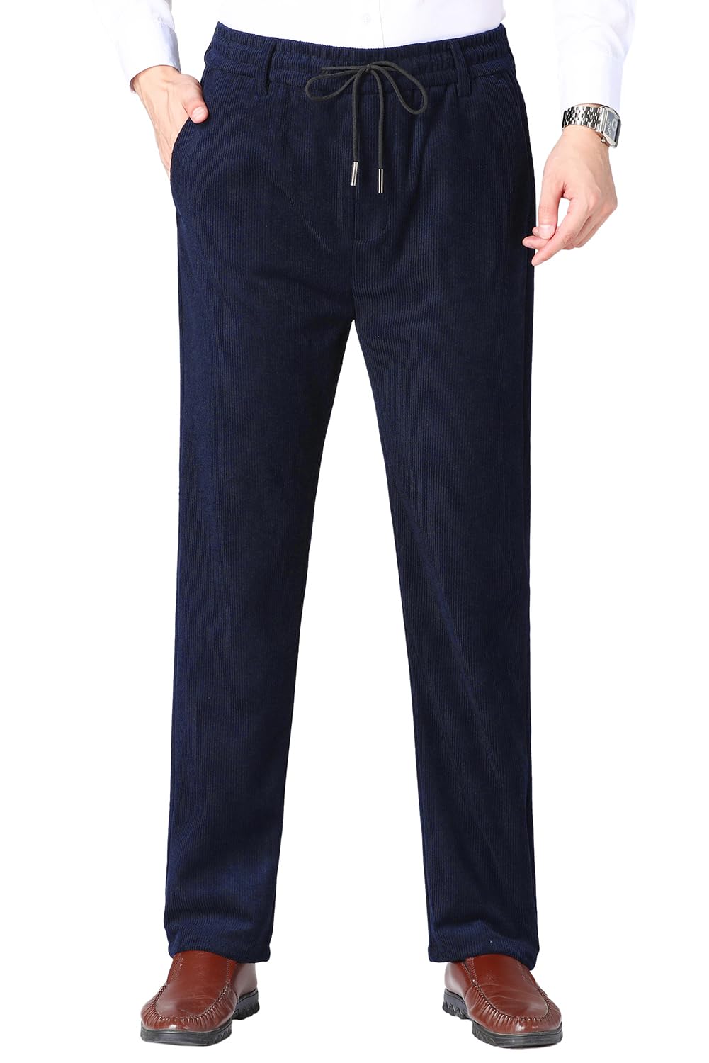 Pantalones de Deporte Hombre Pantalón de Pana de Negocios Casuales Pantalones de Oficina Pantalones de Chándal Cintura Elástica con Bolsillos
