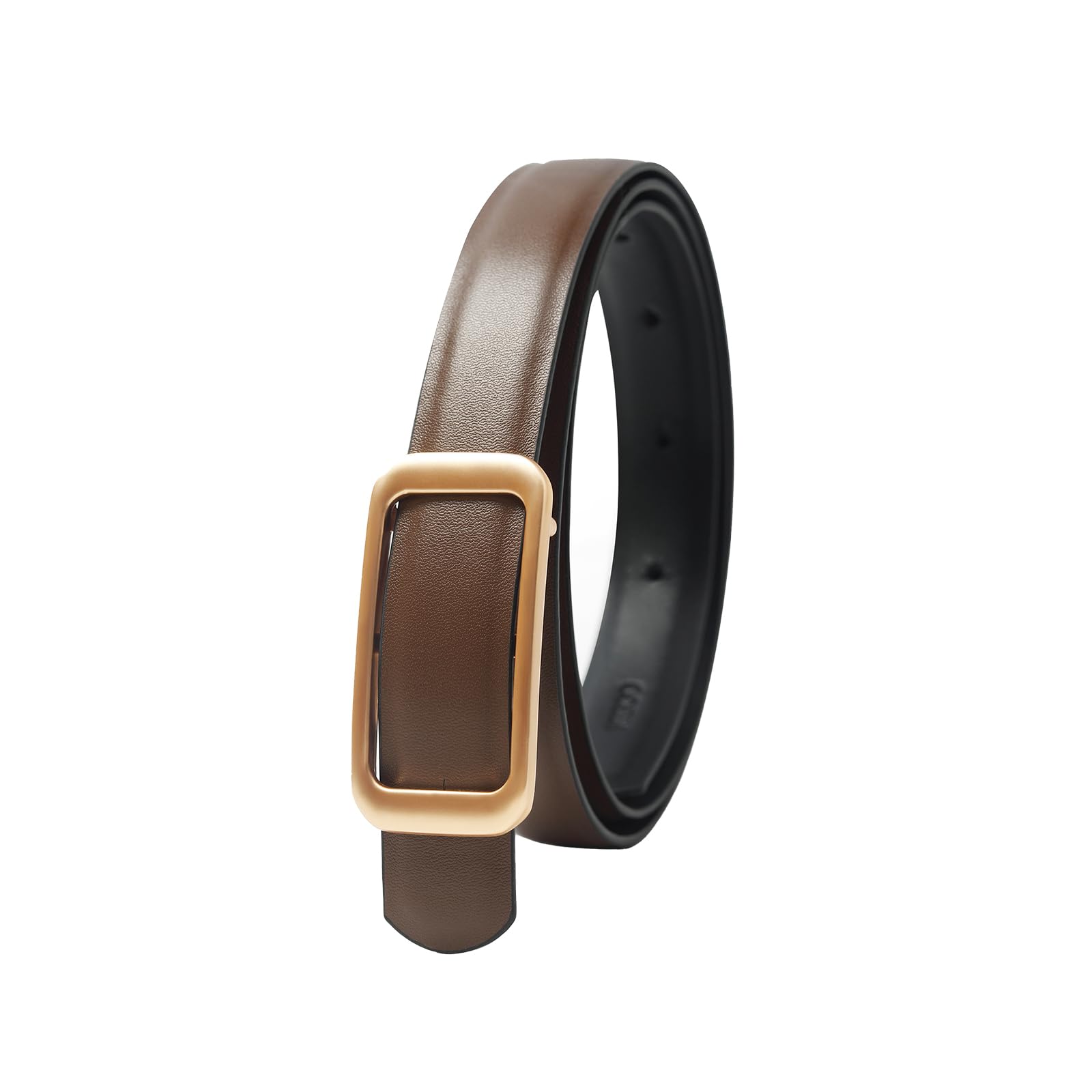 Reversible Genuine Leather Belt Thin Fashion Waist Belt with Gold Buckle Women main image 2