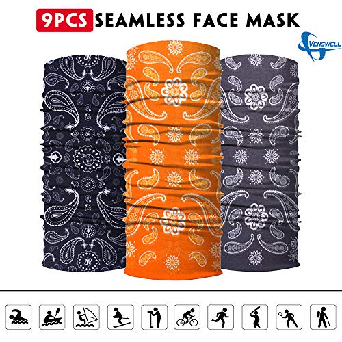 Image of Venswell Neck Gaiter Face Mask Men Women,Seamless Bandana Rave Face Cover Scarf Mask,Balaclava,Headband, Head Wrap,Headwear