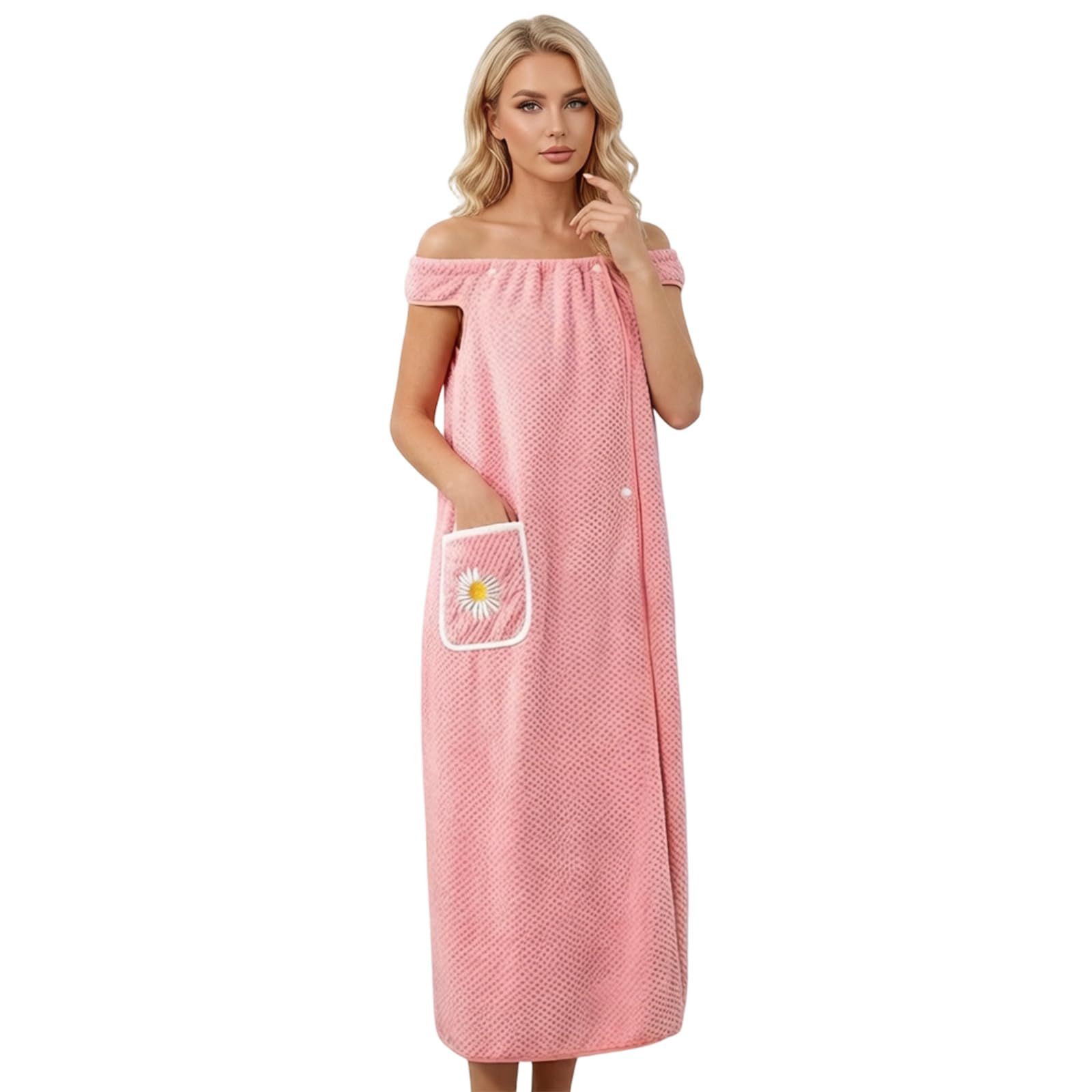 Jazuaiao Corals Fleece Bath Towel with Soft Fabric for Women Quick Warm Technology and Wrap Around Designs Fleece Bath Towel for Ladies