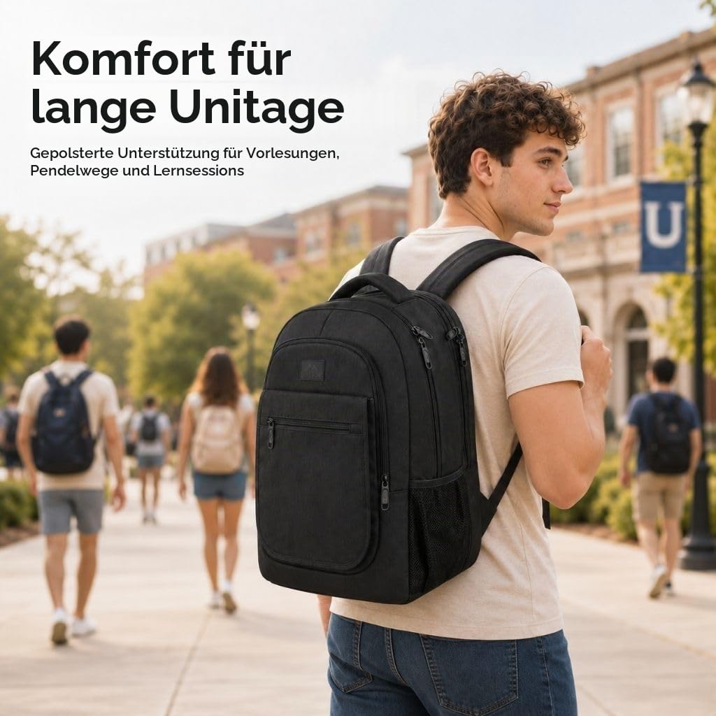 MATEIN Rucksack Herren, Groß Erweiterbarer Laptop Rucksack 15,6 Zoll mit USB Ladeanschluss, Business Reise Backpack Damen, Wasserdicht Anti Diebstahl Rucksäcke Arbeit Schulrucksack Tasche, Schwarz