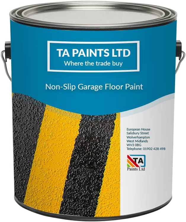 T A Paints Ltd Non Slip Floor Paint 5L BS 00 A 05 Grey Hard Wearing Polyurethane Floor Paint Garage Workshop Showroom Concrete Wooden Metal Stone & Brick