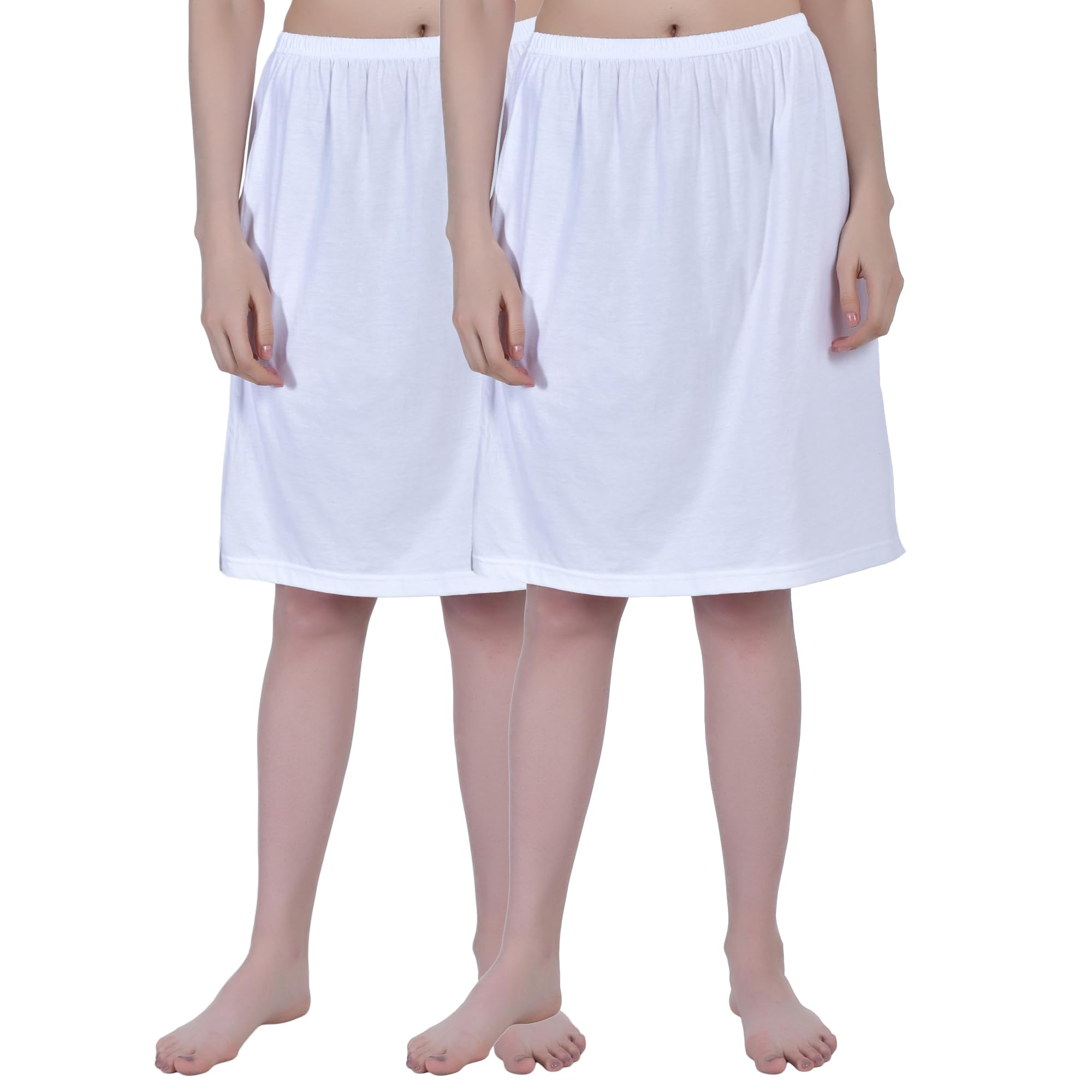 Aimly Women's Cotton Knee Length Underdress Half Slip Skirt 2 Pieces