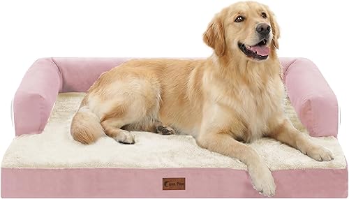 Miniatura 13 de Cama ortopédica para perros extragrandes, cama de espuma XL con forma de caja de huevos impermeable con lados 45x35 pulgadas, cama de sofá para