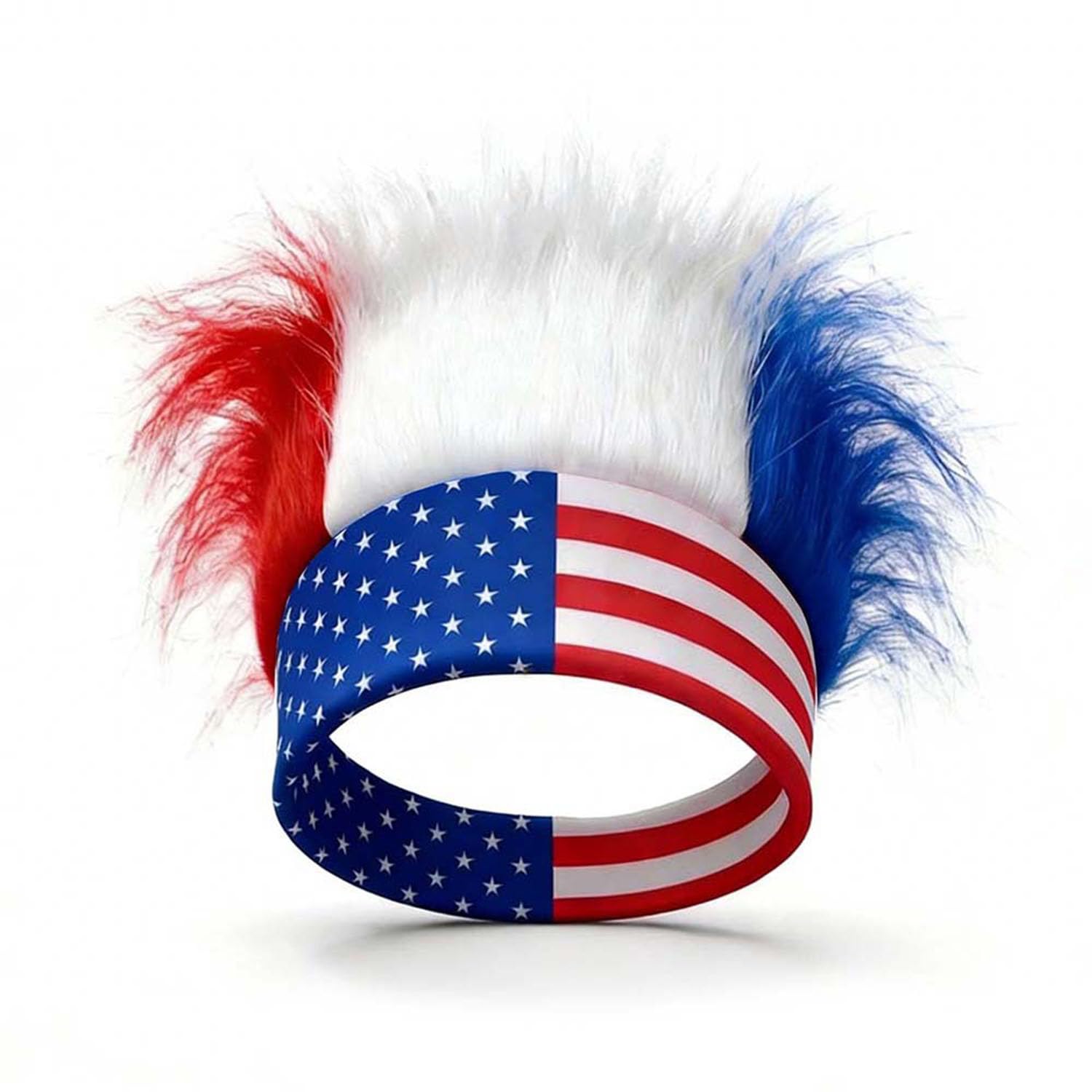 YAZVNTO USA Canada Mexico Country Flag Wig Headband Football Fan Accessories Curly Party Wig Sports Event Celebration Costume Decoration for Men Women,USA Flag