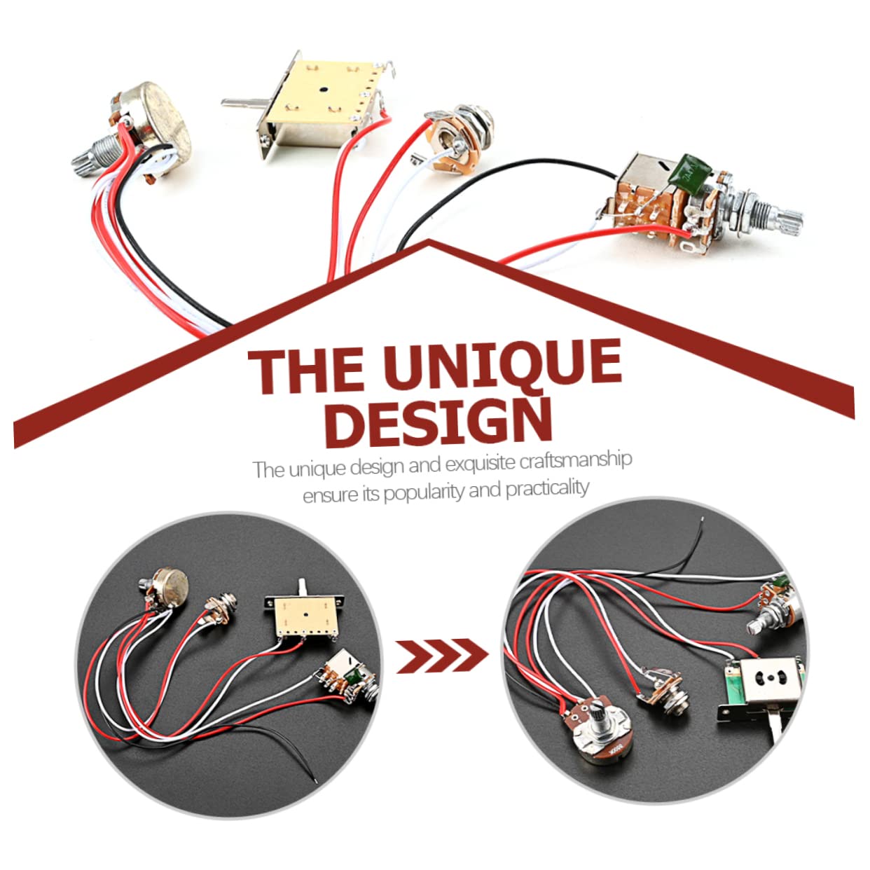 HEMOTON 4sätze Einstellbarer Potentiometer- Für Elektrische Gitarren Praktische Und Langlebige Ersatzteile Mit Schaltern Und Zufälligen Kabelfarben Gitarren-zubehör Für Musiker