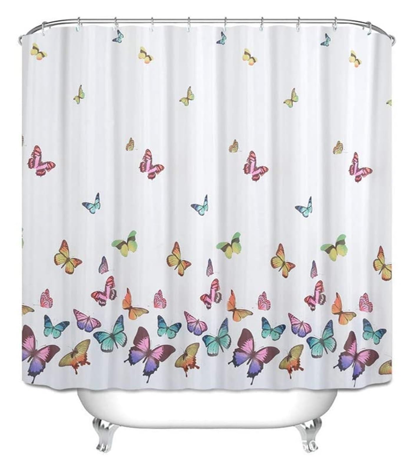 Rideau de douche fille au parapluie fleuri pour sublimer la décoration de votre salle de bain