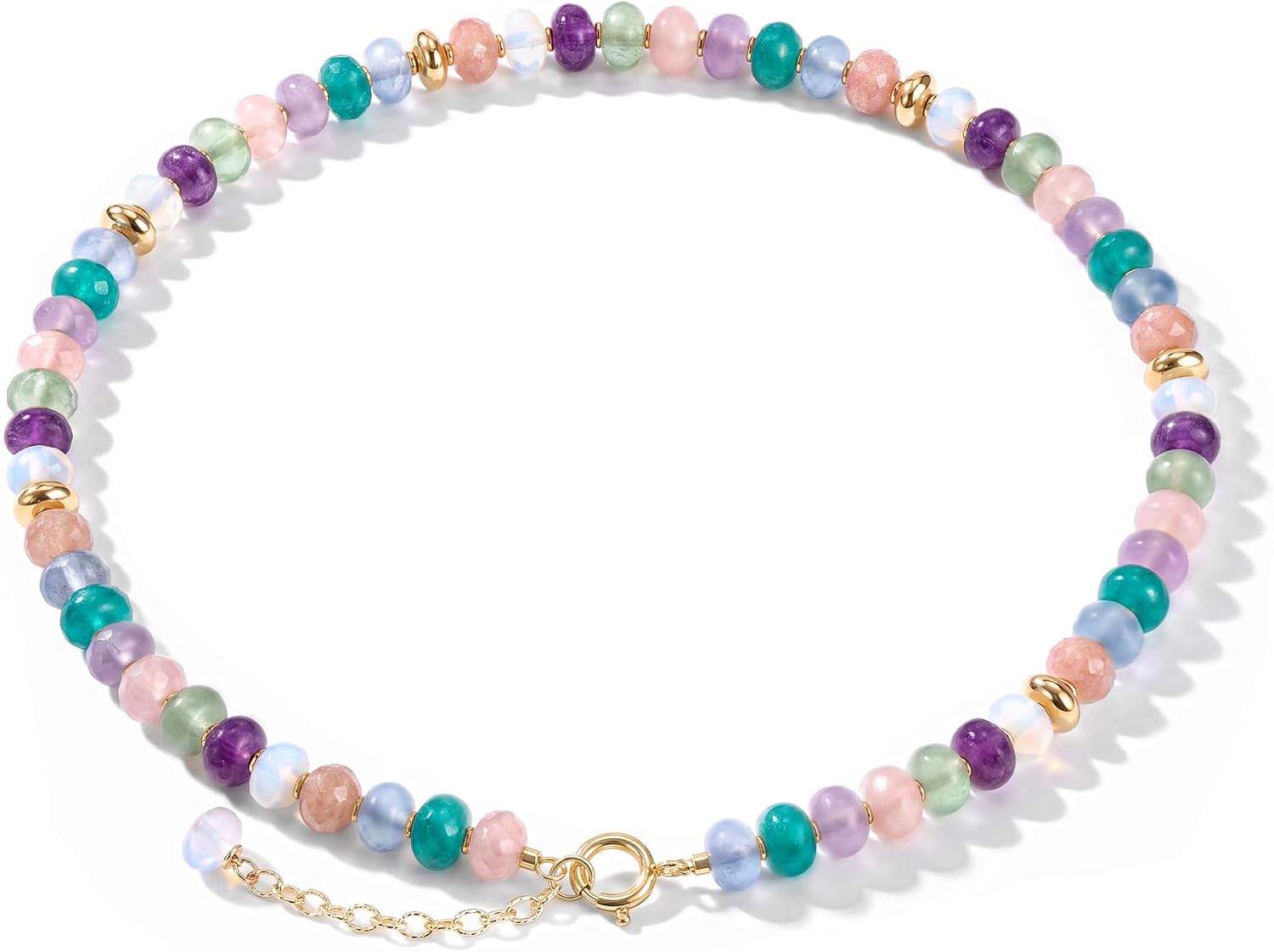 MYEARS Beaded Necklaces for Women, Handmade Boho Colorful Natural Stone Bead Choker Summer Beach Gemstone Jewelry Fashion Gifts