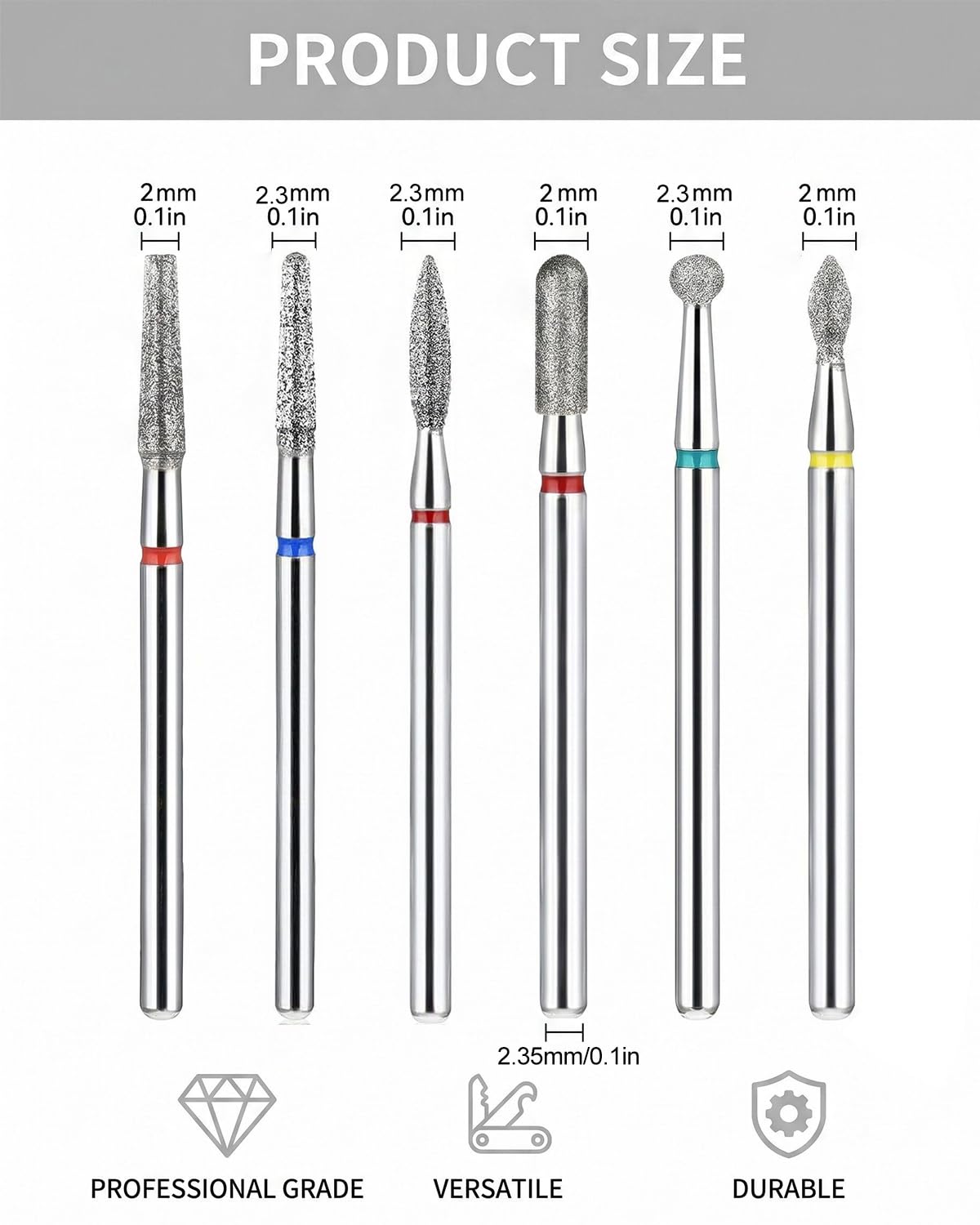 6 Pezzi Punte Fresa Unghie Professionale, Set per Manicure Pedicure e Cura dei Piedi, Punte per Rimozione Cuticole, Gel Unghie Ricostruzione e Calli, Corpo in Tungsteno con Scatola
