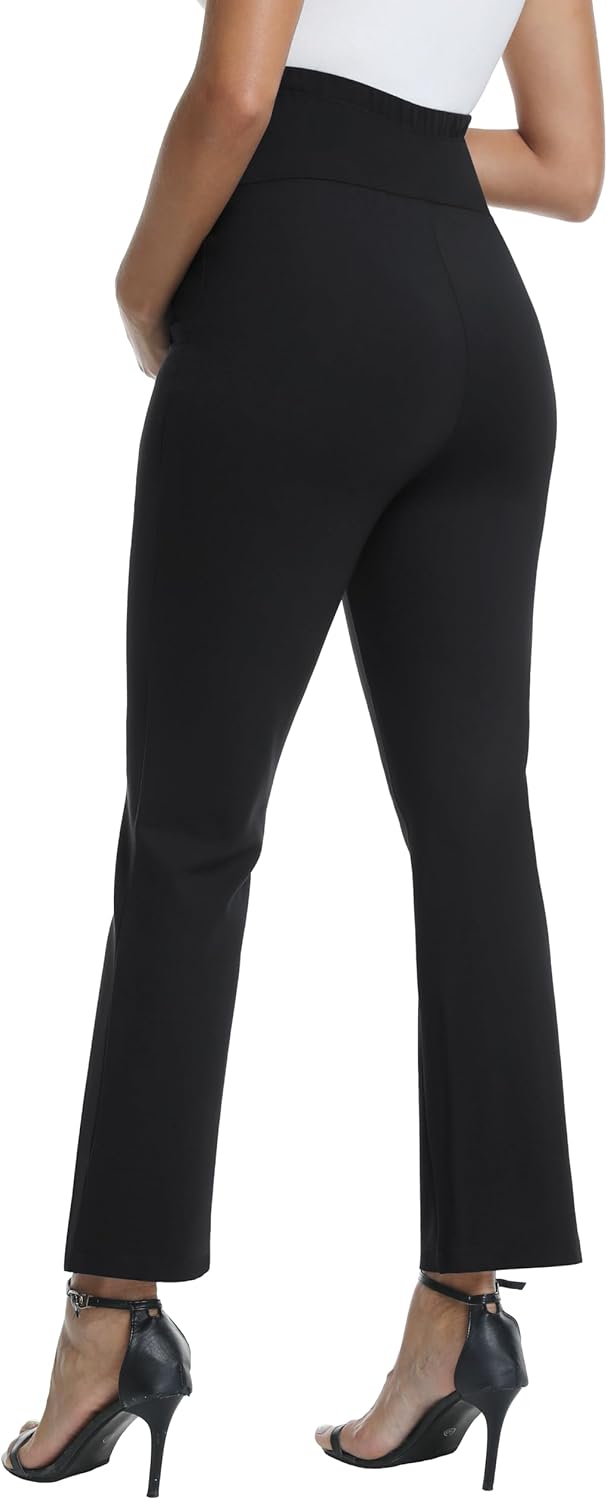 Maternity Pants for Work Over Belly Bootcut Dress Pants Pregnancy Business Casual Trousers with Pockets