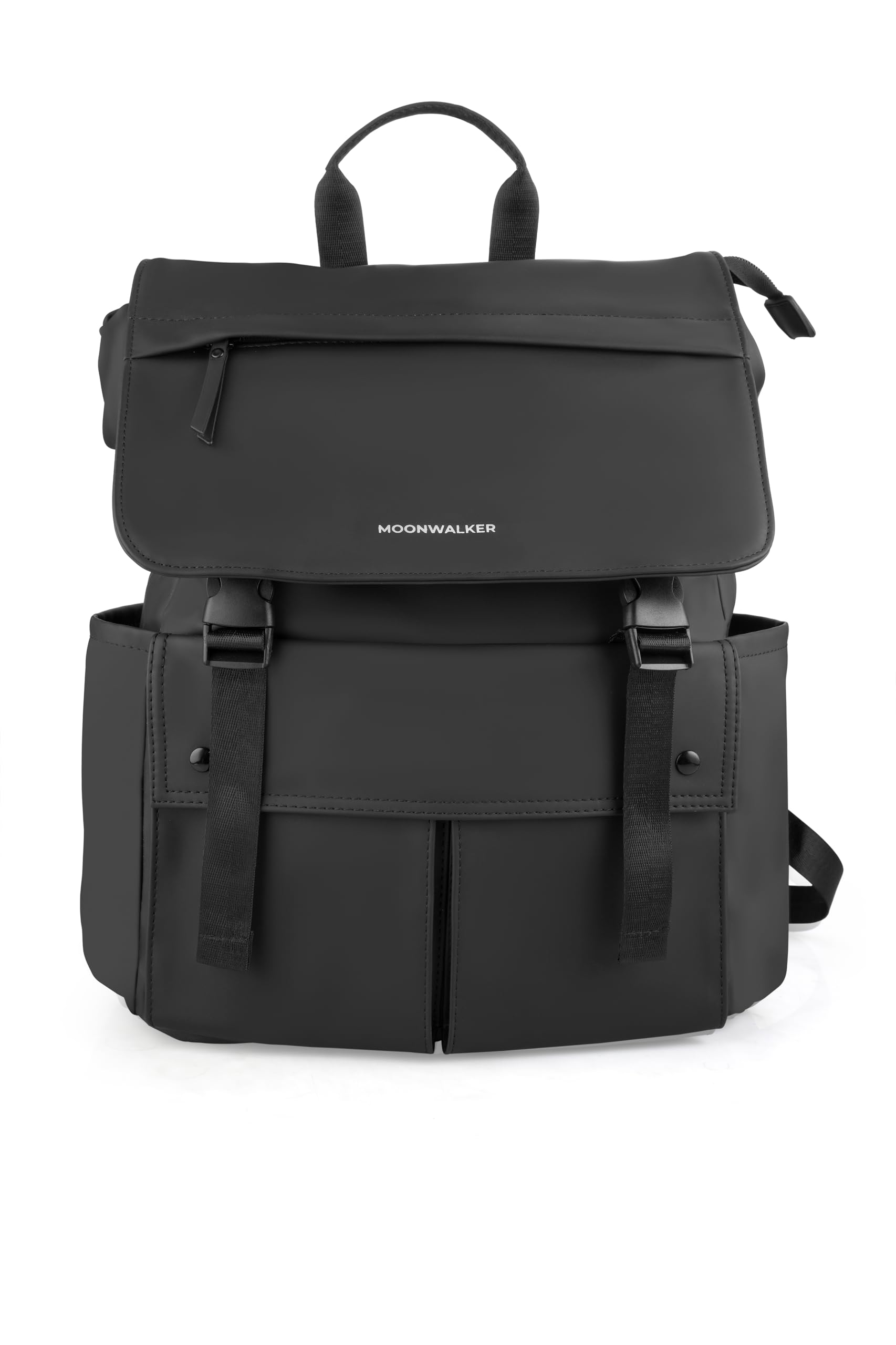 Flap Laptop Backpack for Men & Women | Water-Resistant PU Leather Office |Multi -Compartment collage Backpack with Buckle Closure | Stylish Minimal Business Work Bag - Aries black-image-6