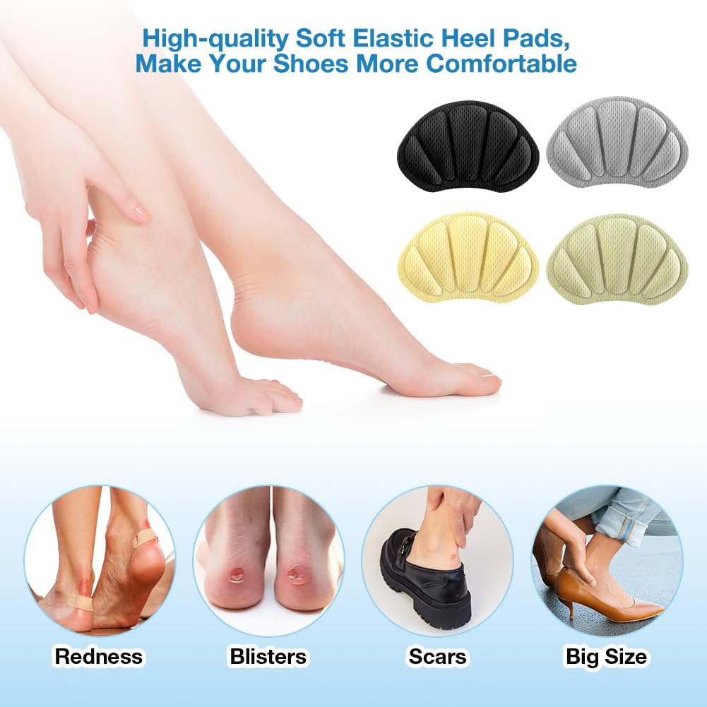 LOPHE Almohadillas para Talones, 3 Pares Almohadilla Talóneras Autoadhesivas para Mujeres y Hombres, Protector de Talon Esponja para Antirozaduras Zapatos y Reducir Talla Zapata (Negro)