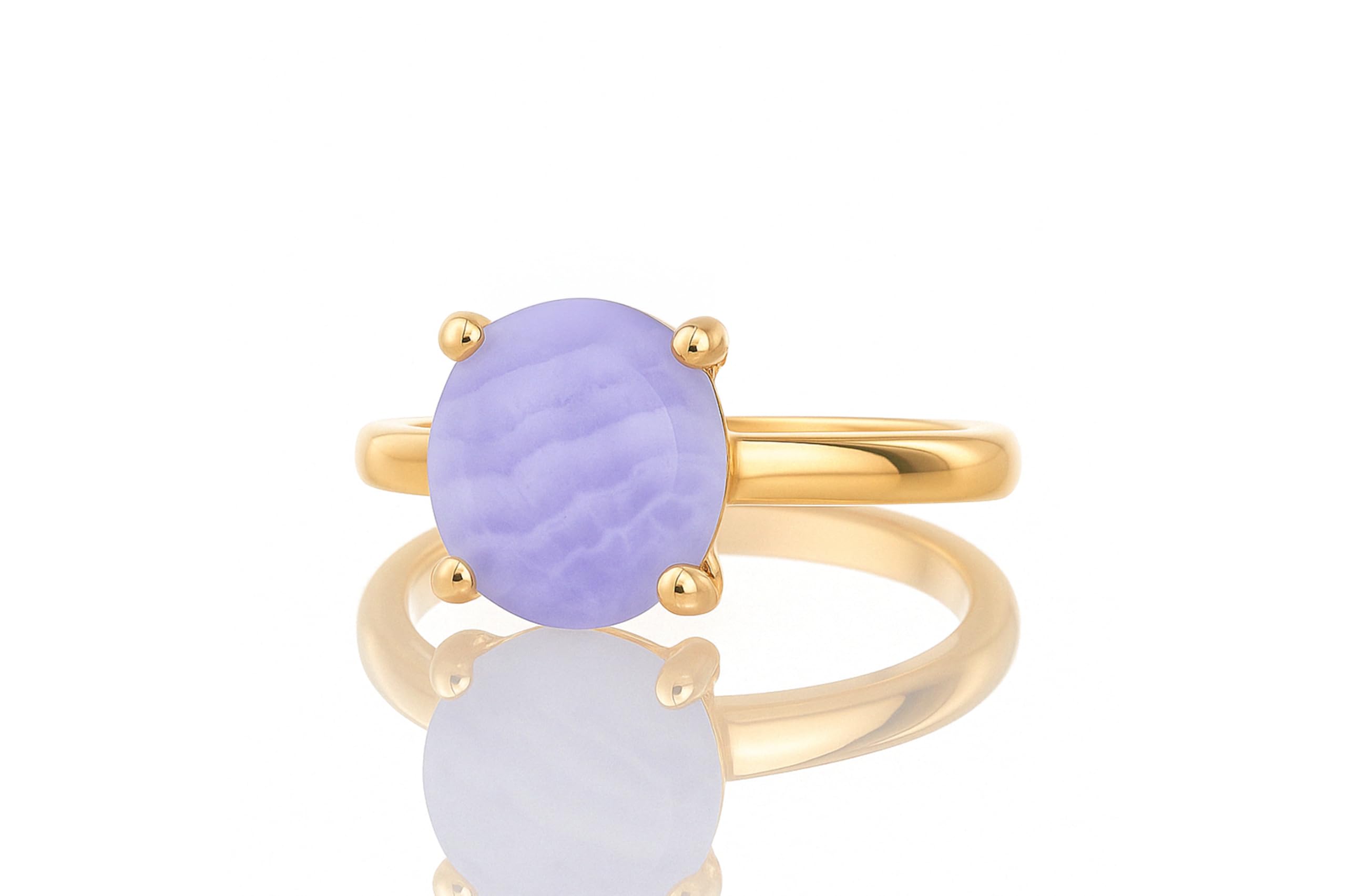 Anelli con Pietre d'Oro - Anello Chic con Agata Pizzo in Oro 14K - Anelli con Gemme Pastello per l'Estate Boho, Serate con Appuntamento e Abbigliamento Casual - con Scatola