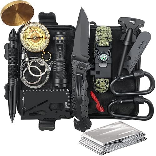 Gifts for Men Dad Husband Him, Christmas Stocking Stuffers Birthday Gifts Idea for Boyfriend Man, Survival Kit 14 in 1, Survival Gear and Equipment, Fishing Hunting Camping Accessories, Cool Gadgets