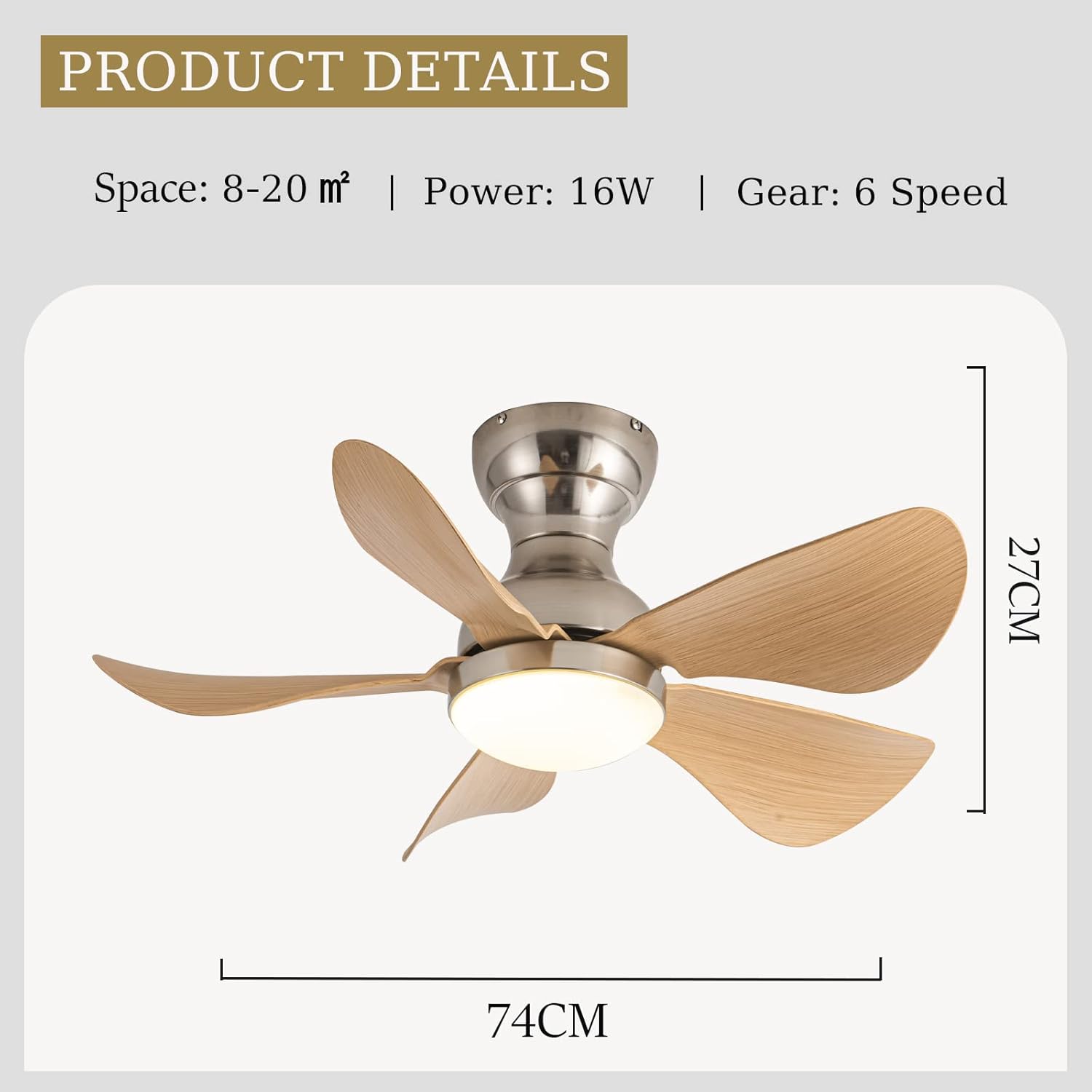 YUEGOO Ceiling Fans with Lamps,Ceiling Fans with Lights and Remote Reversible 6 Speed Timer Chandeliers with Fan Adjustable Color Temperature Quiet Ceiling Fan with Led Lamp for Bedroom Kitchen/C