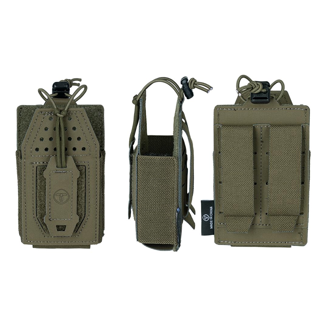 Tactical Radio Case Universal Molle Radio Pouch for BaoFeng UV-5R BF-F8HP Walkie Talkie Adjustable Charger Storage Pouch (Ranger Green) - 2