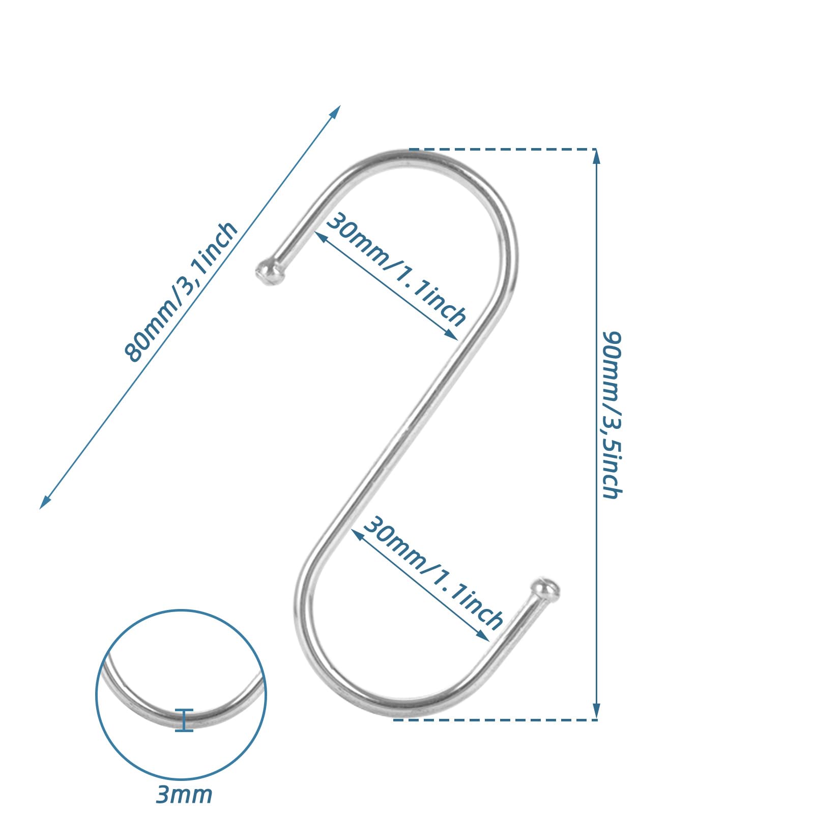 Ganci A Forma Di S Per Utensili 10 Ganci A Forma Di S In Ferro Zincato - Ideali Per Bricolage, Giardinaggio, Appendere Oggetti Shanks Card