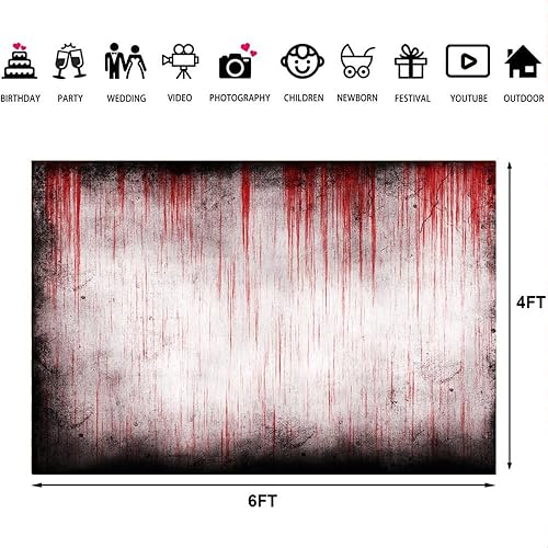Miniatura 4 de Lofaris Telón de fondo de Halloween para fotos de pared sangrienta y grungy, fondos de fotografía de asesinato, crimen de terror, decoración de