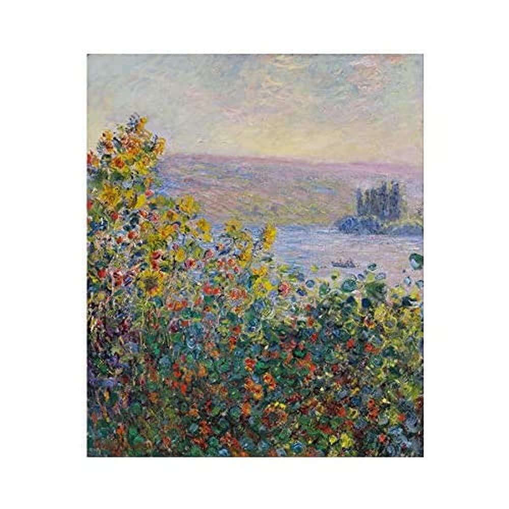 Claude Monet Flower Beds At Vetheuil Art Print Canvas Premium Wall Decor Poster Mural