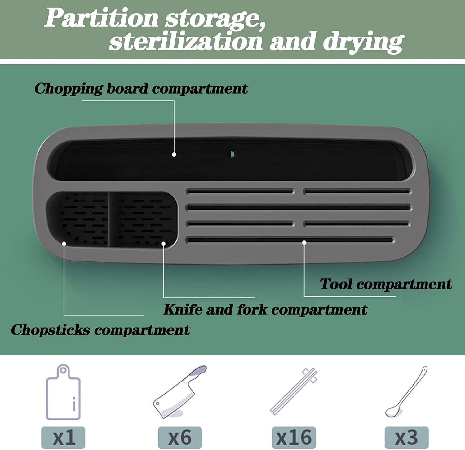 Desinfección Inteligente De Tablas De Cortar con Cuchillo, Desinfección con Cuchillossoporte De Secado De Herramientas De Cocina, Desmontable para Facilitar La Limpieza, Diseño D, Green