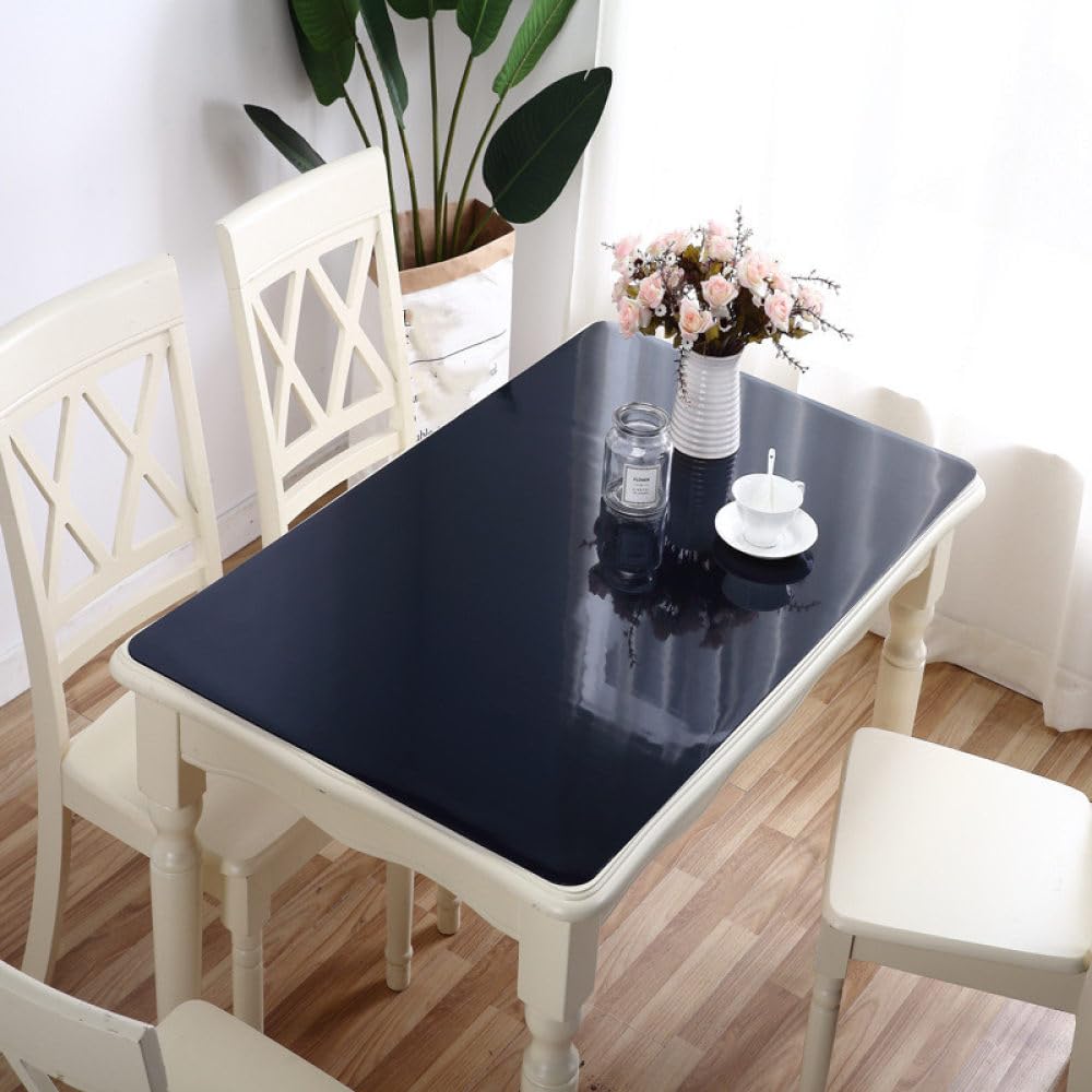 Schwarze Tischdecke, transparent, für den Küchentisch, schützende Tischdecke aus weichem Glas, Schwarz, 100 x 200 cm