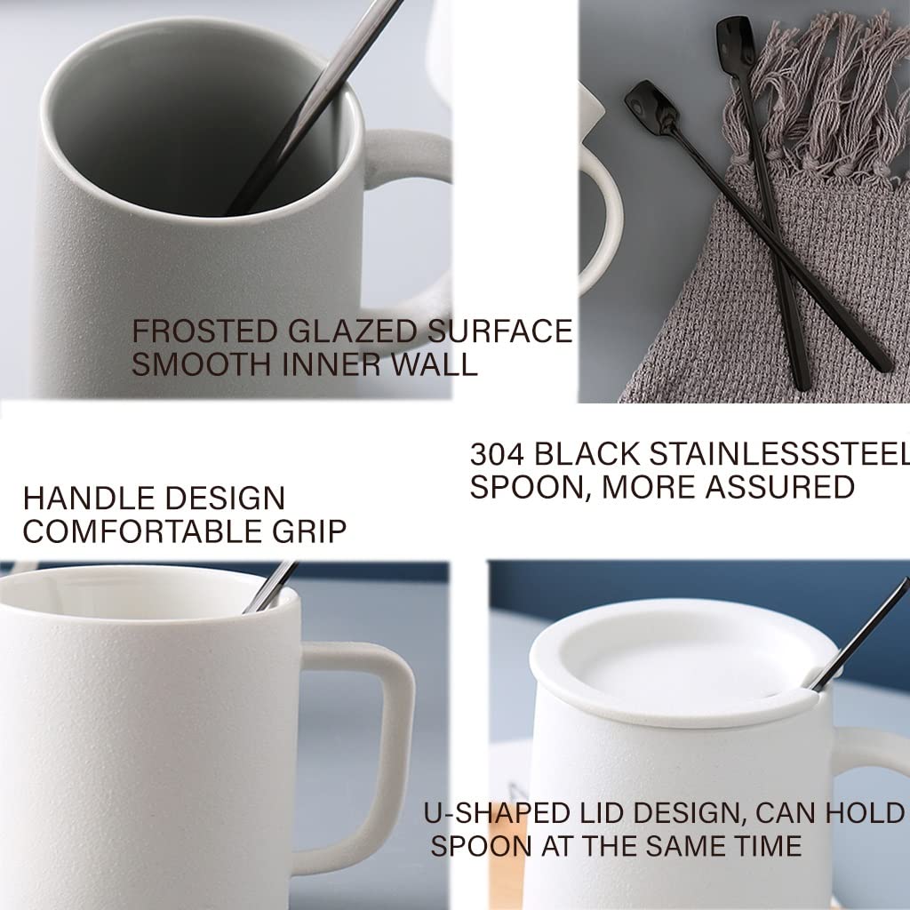 Tazas De Café con Tapas, Tazas De Café Reutilizables con Tapas Y Cucharas, Taza De Café Helada con Mango, Taza De Café Grande, Taza De Té, Taza De Harina De Avena, Regalos