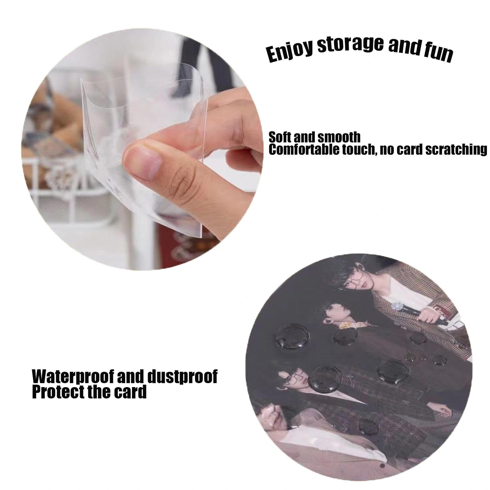 Dinghaole 100 PCS Ultra Thick 200 Micron Clear Card Sleeves (58 X 89mm), Premium Photocard Protector for Kpop Cards ID - Image 3