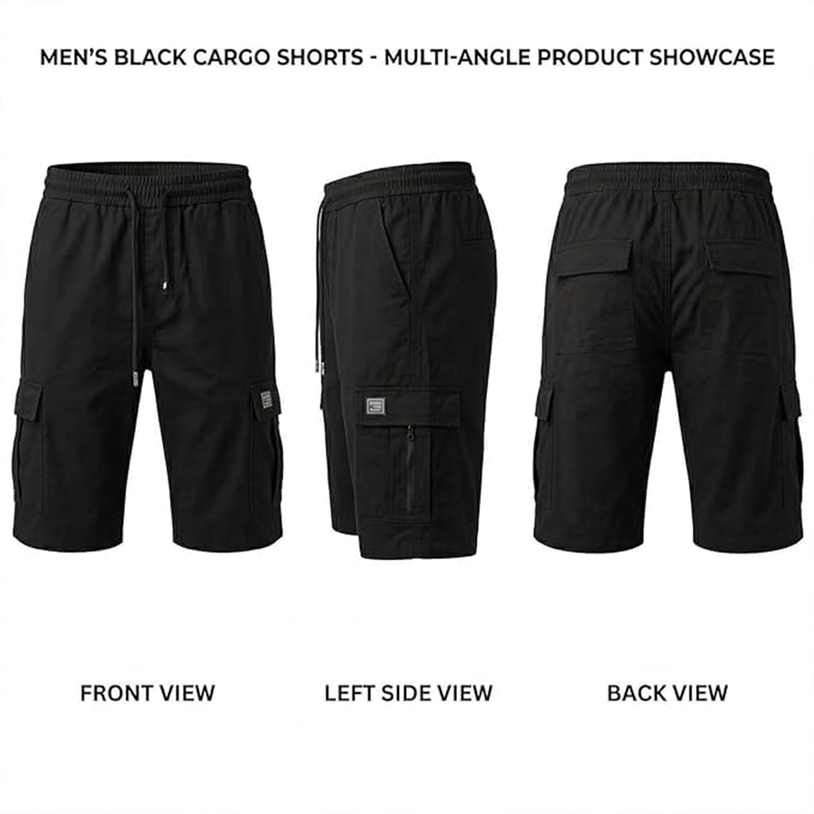 Short cargo pour homme - Stretch - Pantalon chino d'été - Jambe droite