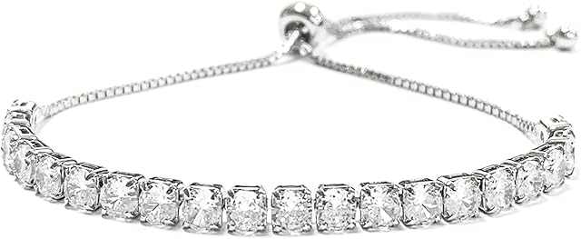 Jancosta Silver Plated Bracelet for Women,Sterling Silver Tennis Bracelet S925 Crystal Slider Bracelet Adjustable Infinity Bracelet for Women,Blue Crystal Bracelet,Gift for Mom,Gift for Mothers Day