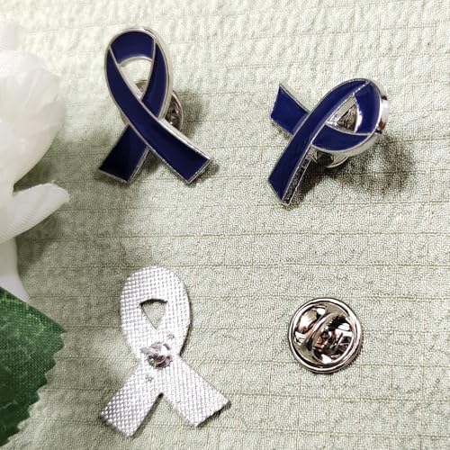 Image of 50 pieces Dark Blue Ribbon Pins Enamel lapel Brooches For Colon Rectal Cancer Arthritis Awareness