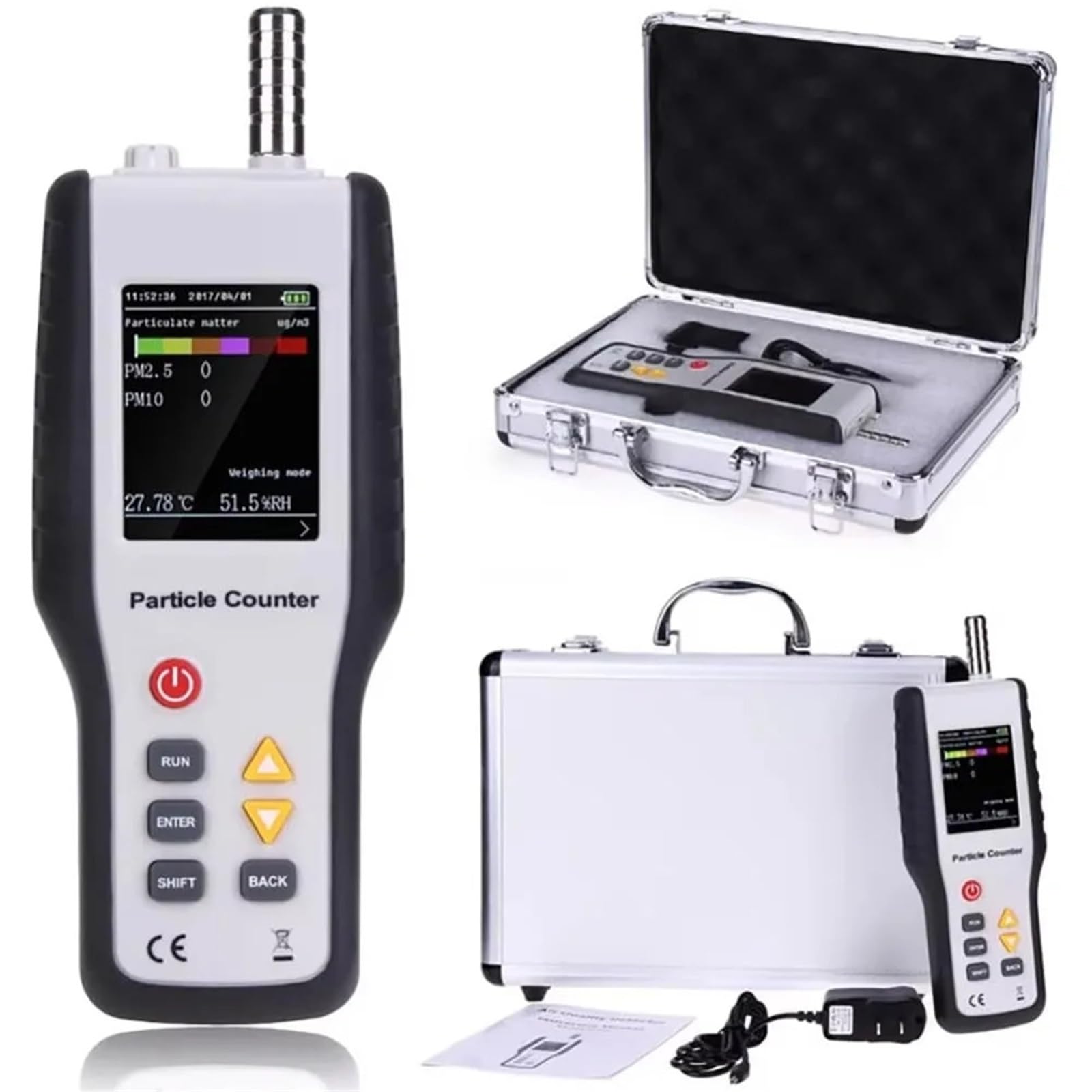 Contador de partículas de Polvo PM2.5 PM10 Detector de contaminación del Aire con Pantalla LCD de 2,8 Pulgadas HT-9600 para monitorear la Calidad del Aire