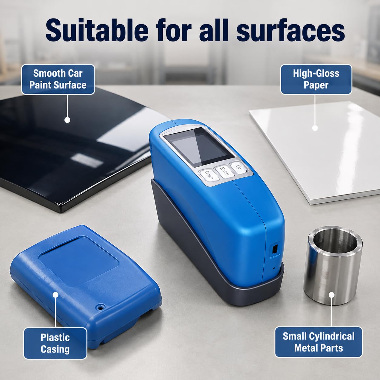 Medidor de brillo digital con almacenamiento de datos, medidor de brillo de precisión portátil para revestimientos, tintas, plásticos y galvanoplastia, herramienta de medición precisa