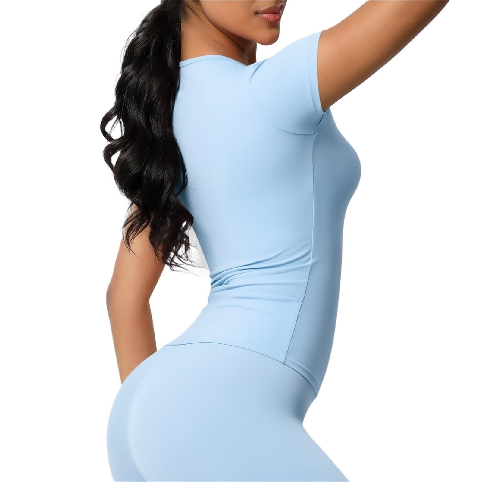 Allenamento Dry Fit Traspirante Alta Elastico Sport Top Palestra Fitness Wear T-Shirt Donna Casual Outdoor Top