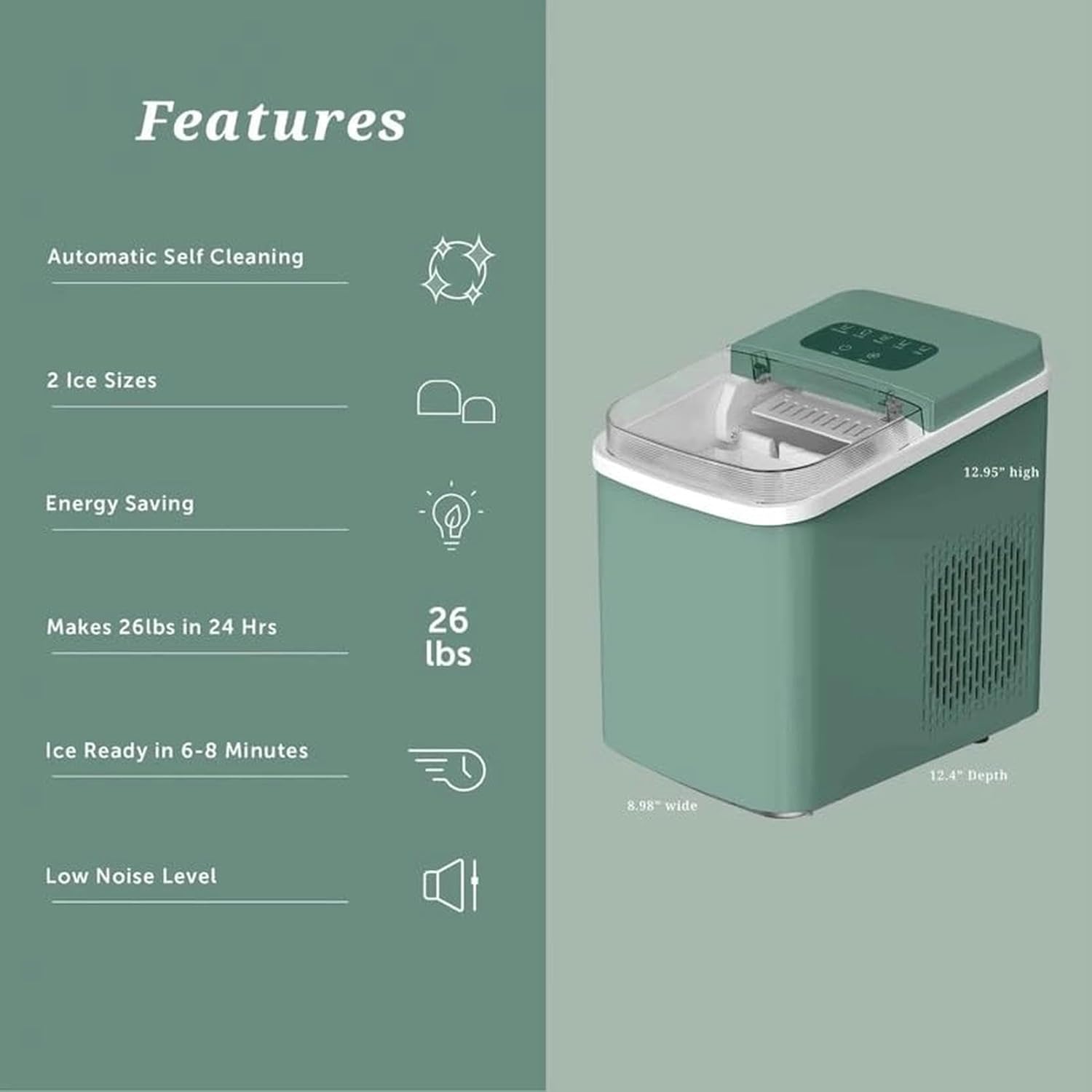 AMNOOL mdlian The Countertop Ice Maker Ice Type Portable Electric Machine Ice Cubes Conveniently and Quickly, Gray