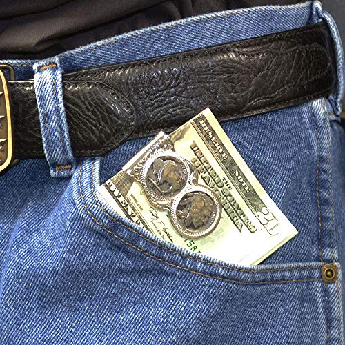 Image of Montana Silversmiths Made in the USA Western Lifestyle Money Clip (Buffalo Indian Nickel Scalloped)