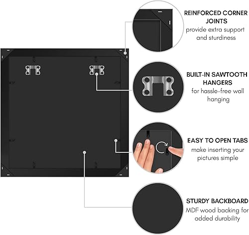 Vista 839 de Americanflat - Marco para póster de 71 x 74 cm con plexiglás pulido, portarretratos negro de madera industrializada, Epic Collection, marco ancho
