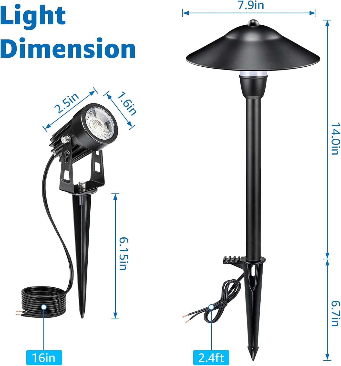 SUNVIE All-in-One LED Low Voltage Landscape Lighting Kit 6 Pathway Lights 2 Spotlights with 60W Photocell Transformer 100FT Wire for Path&Garden, Aluminum, ETL Listed, Dusk to Dawn, Waterproof, 3000K