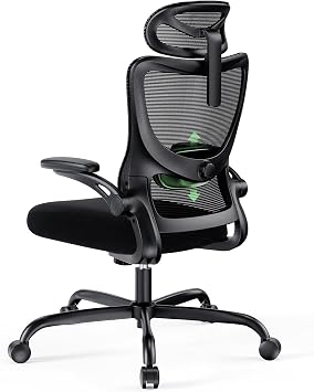 Marsail Bürostuhl Ergonomisch Schreibtischstuhl mit Verstellbarer Kopfstütze Lendenwirbelstütze und Klappbaren 3D Armlehnen Computerstuhl hat Höhenverstellung Drehstuhl Bis 136kg/300LB Belastbar