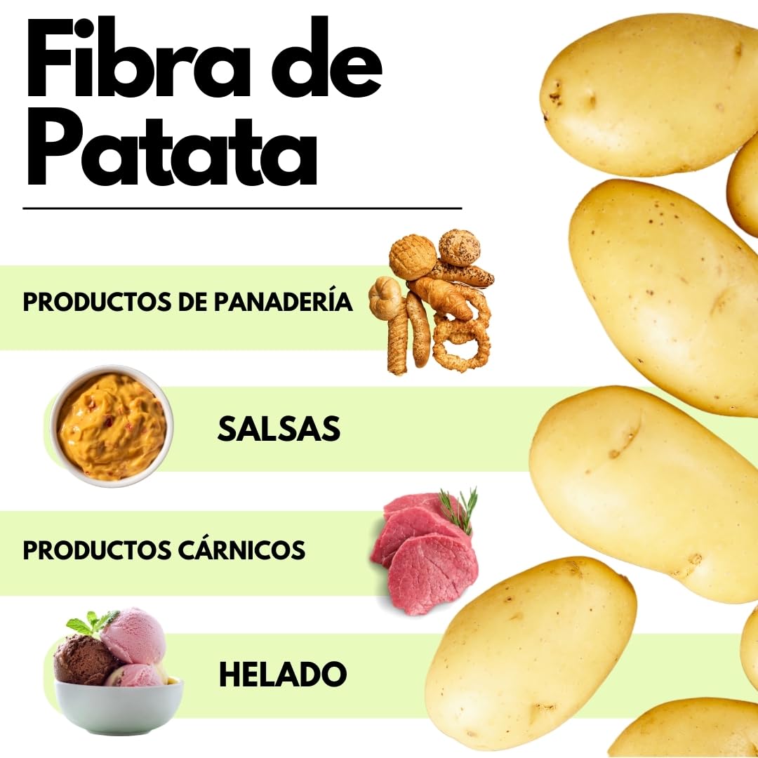 SaporePuro Fibra de Patata 1 kg - Fibra alimentaria - Espesante, emulsionante y estabilizante natural - Ideal para repostería, helados y salsas - Sin gluten