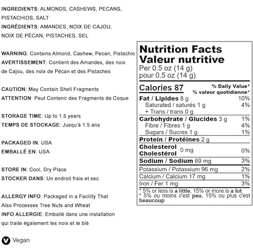 Food To Live Premium Four Nuts Mix, 8 Ounces – A Blend Of Dry Roasted Pistachios, Almonds, Pecans, Cashews, And Almonds With Himalayan Salt, Protein Rich Trail Mix, Healthy Vegan Snack thumb #3