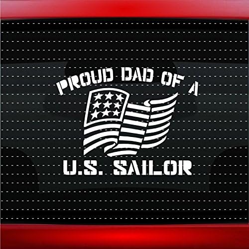 Proud Navy Dad #1 Military Sailor Car Sticker Truck Window Vinyl Decal Color: White