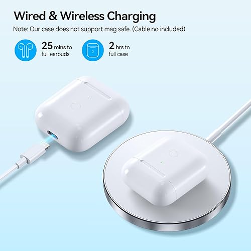 Miniatura 5 de Funda de carga inalámbrica compatible con AirPod de 2 y 1 generación, funda de cargador Air Pod 2 1 de repuesto con botón de sincronización de